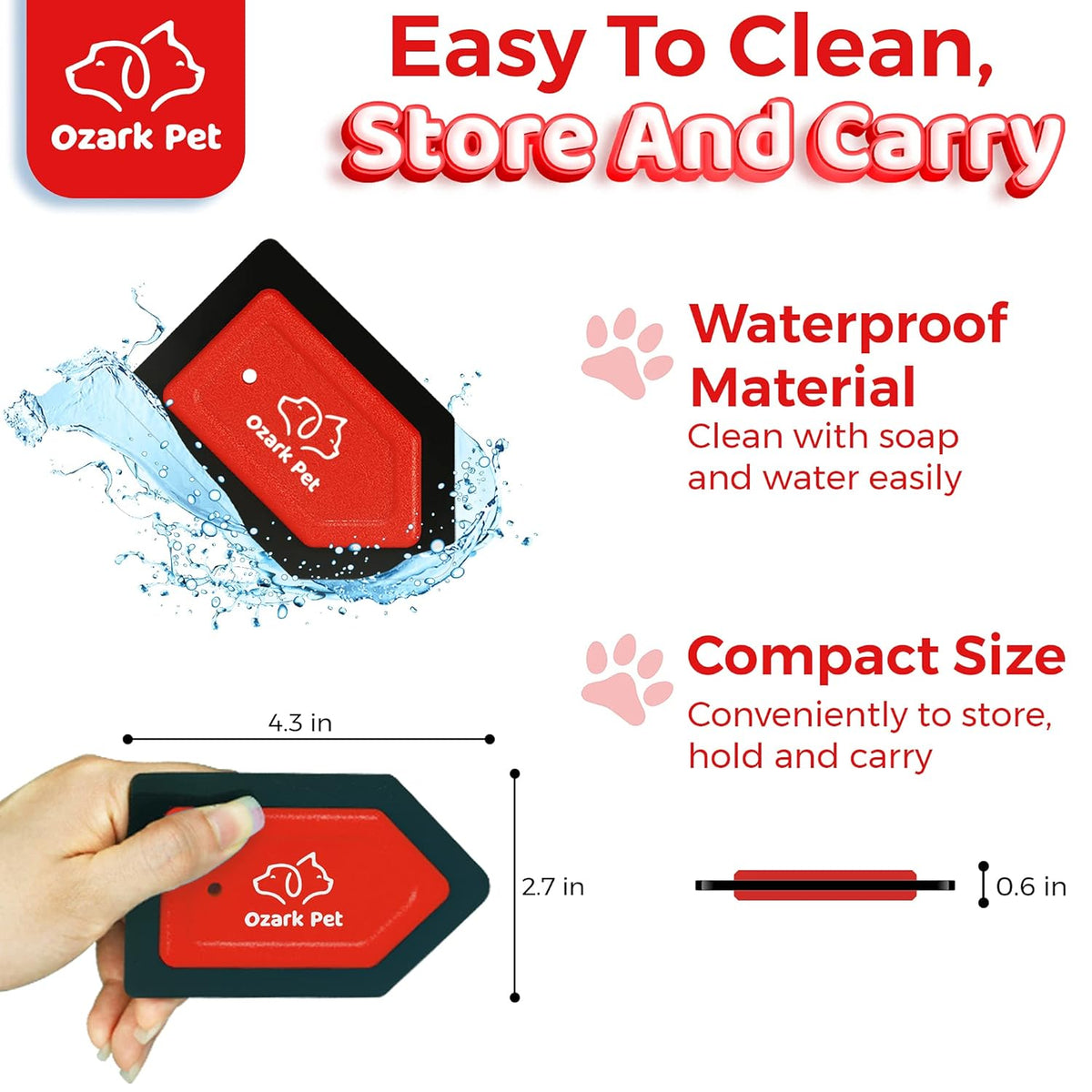 Professional Mini Pet Hair Remover for Cats and Dogs - Edge Sweeping Design, Scratch-Free Removal Kit for Furniture, Vehicles, and Bedding (Red, Detailer)