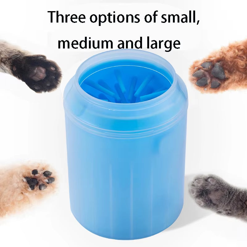Portable Dog Paw Cleaner with Soft Silicone Combs and Foot Washing Bucket for Outdoor Use