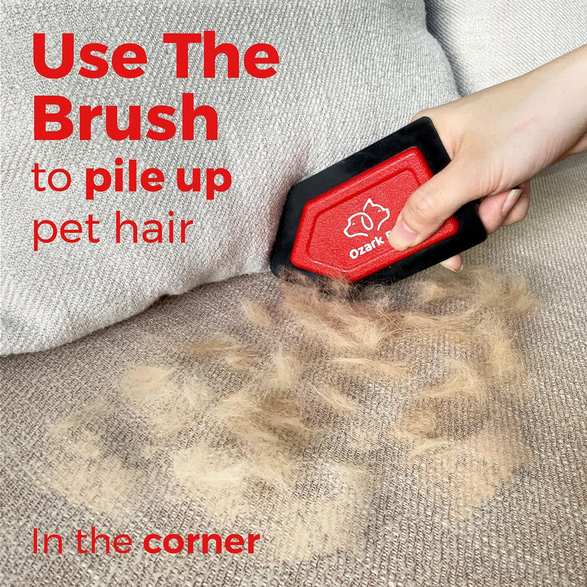 Professional Mini Pet Hair Remover for Cats and Dogs - Edge Sweeping Design, Scratch-Free Removal Kit for Furniture, Vehicles, and Bedding (Red, Detailer)