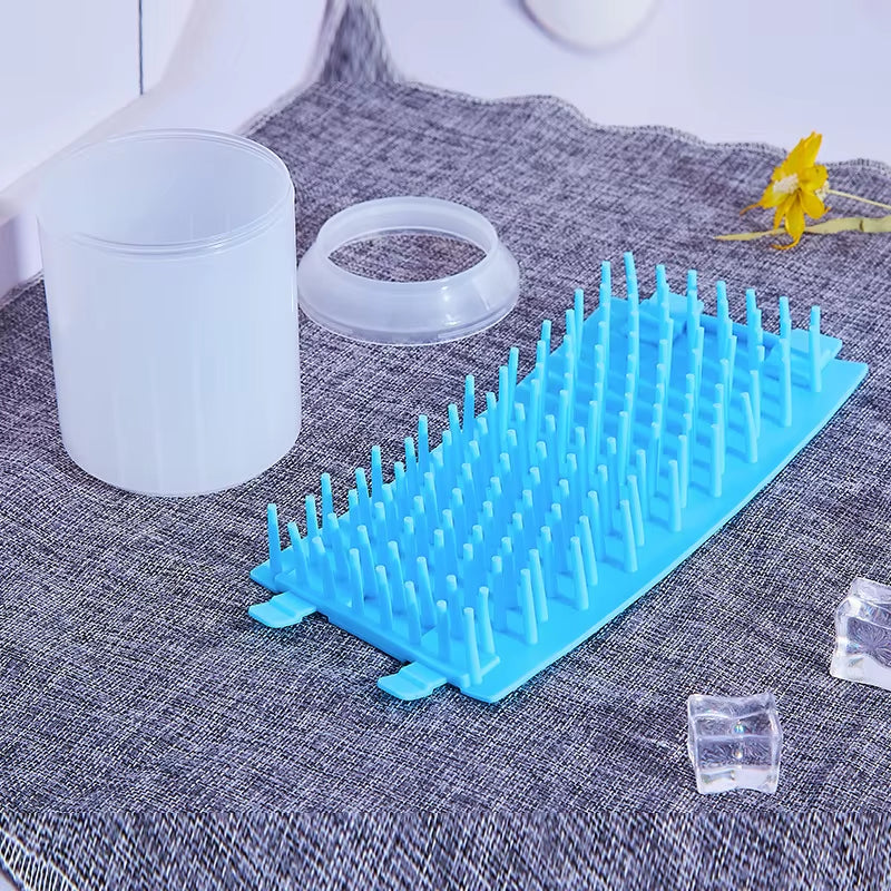 Portable Dog Paw Cleaner with Soft Silicone Combs and Foot Washing Bucket for Outdoor Use